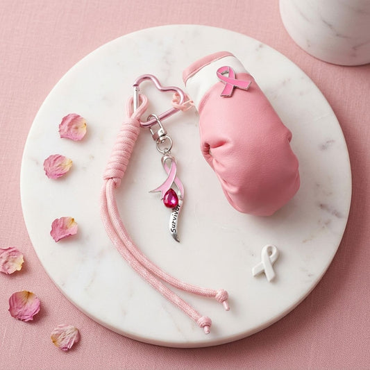 Breast Cancer Pink Ribbon Boxing Glove Keychain