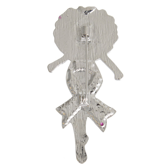Brooch Silver Pink Black Woman Breast Cancer Pin