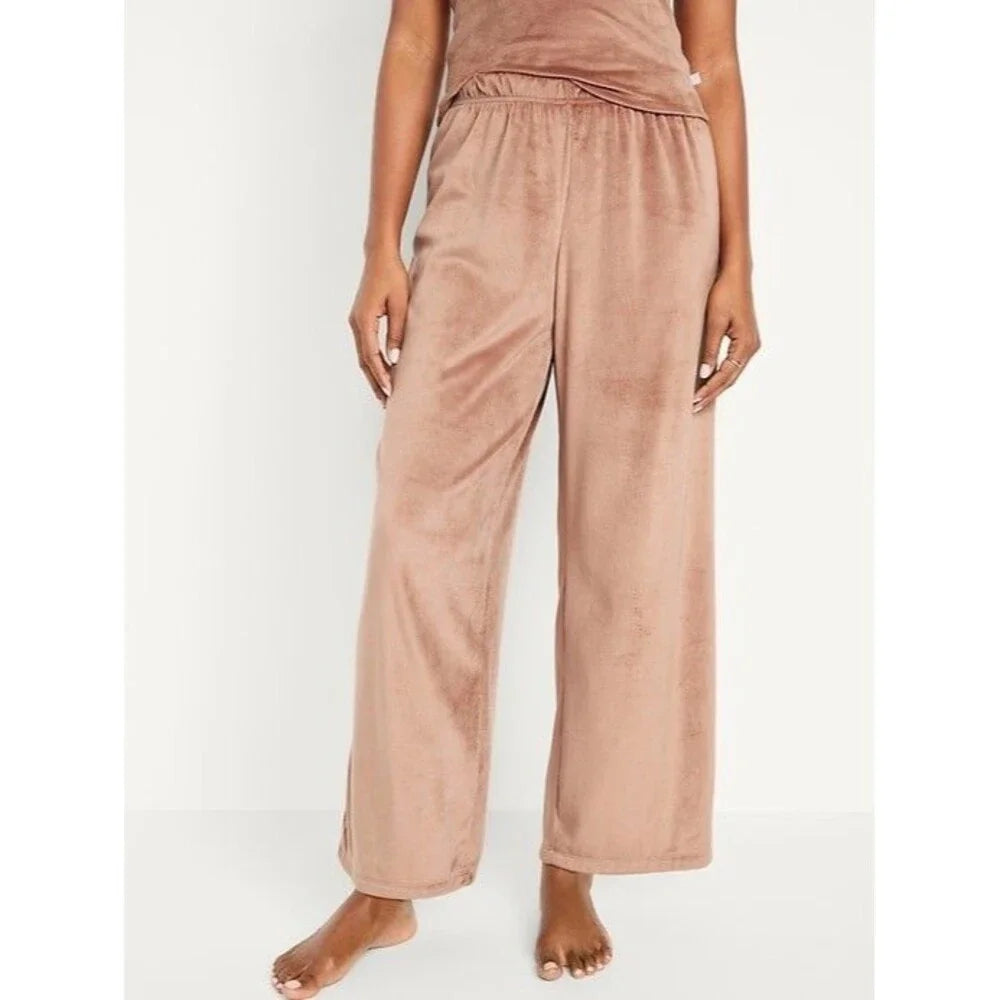 O.N.L.Y. Wide-Leg Velour Plush Pajama Pants Women's Plus 3X Elastic-Waist Casual