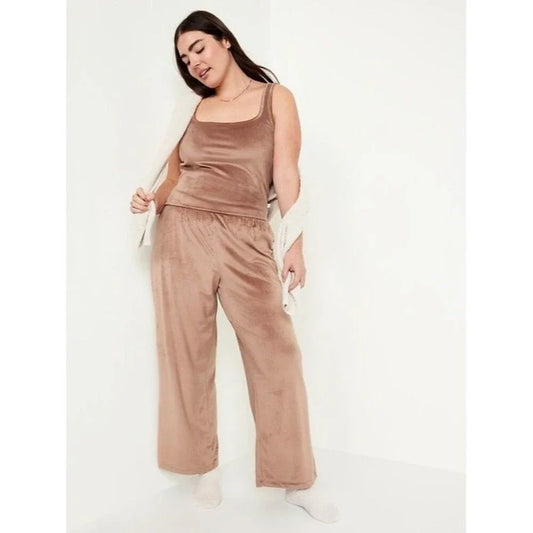 O.N.L.Y. Wide-Leg Velour Plush Pajama Pants Women's Plus 3X Elastic-Waist Casual