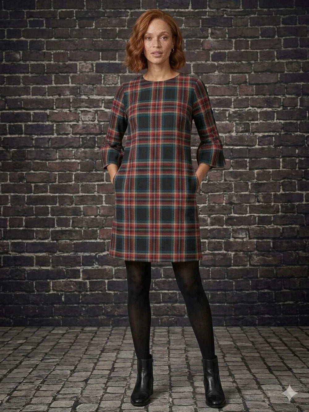 Vineyard Vines Jolly Plaid Greenwich Flutter Ruffle-Sleeve Shift Dress Size 2