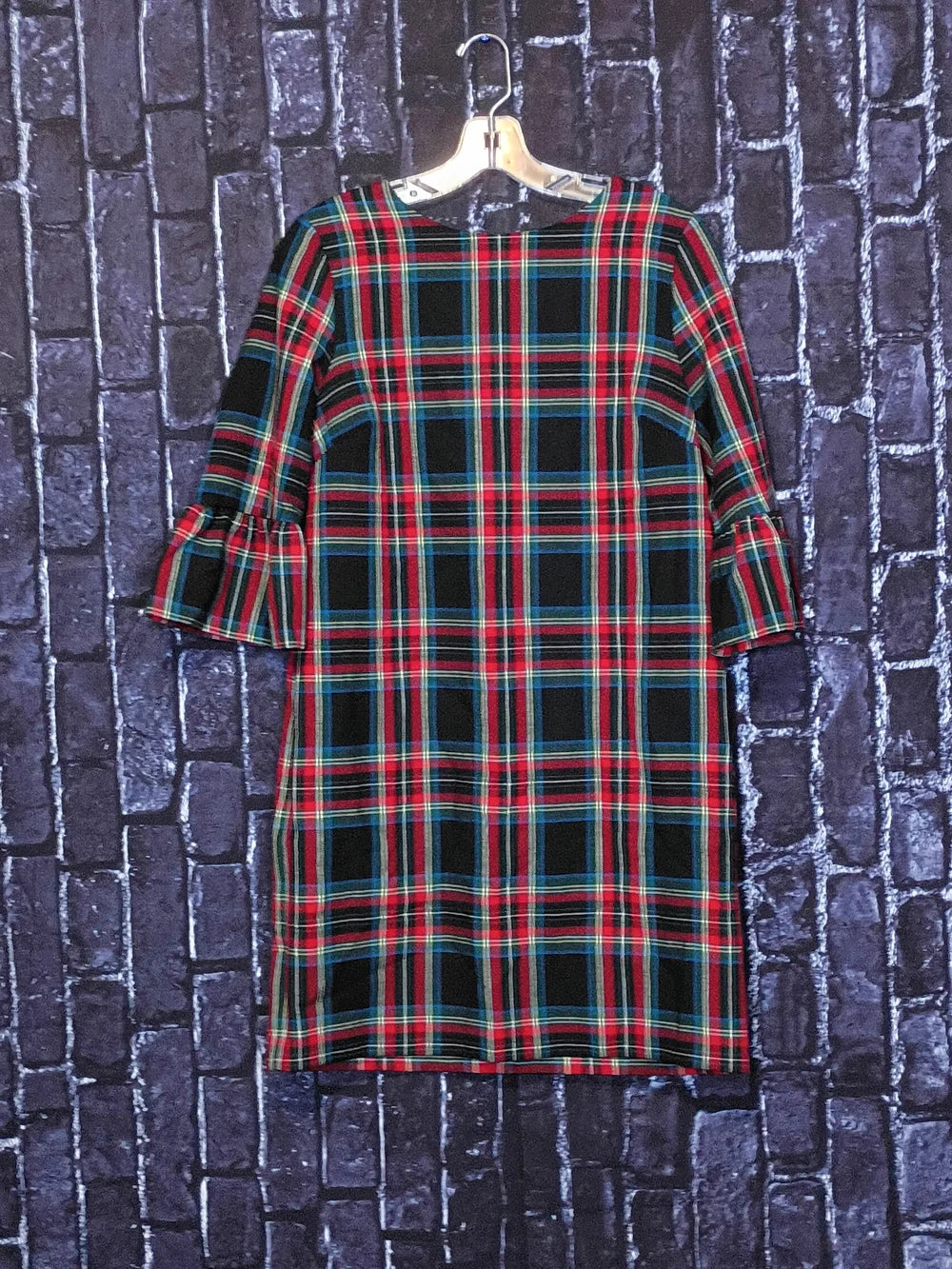 Vineyard Vines Jolly Plaid Greenwich Flutter Ruffle-Sleeve Shift Dress Size 2