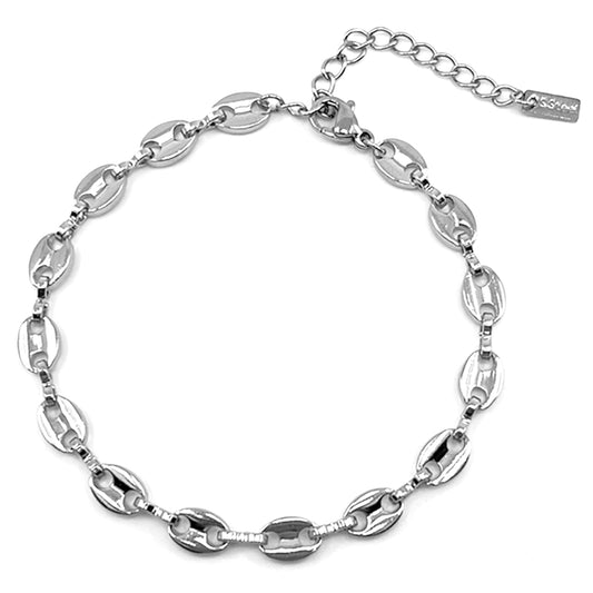 Stainless Steel Mariner Chain Link Bracelet (Sil)