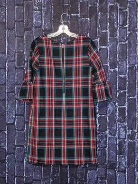 Vineyard Vines Jolly Plaid Greenwich Flutter Ruffle-Sleeve Shift Dress Size 2